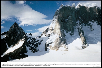 Cerro Murallon, Patagonia - Durante la storica prima salita del Cerro Murallon in Patagonia, effettuata nel 1984 dai Ragni di Lecco Carlo Aldè, Casimiro Ferrari e Paolo Vitali.