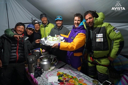 Everest, winter, Alex Txikon, Himalaya - Birthday celebrations at Base Camp during the Spanish expedition led by Alex Txikon attempting to climb Everest in winter without supplementary oxygen