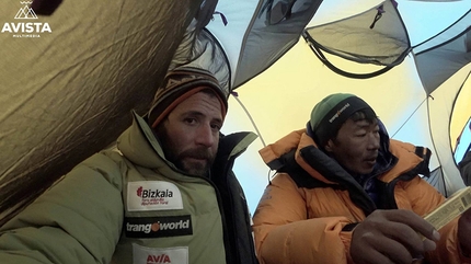 Everest, winter, Alex Txikon, Himalaya - Alex Txikon and Nurbu Sherpa at Camp 3, during their attempt to climb Everest in winter without supplementary oxygen