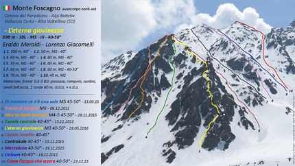 Monte Foscagno, Alta Valtellina, alpinismo, Eraldo Meraldi - Monte Foscagno in Vallaccia Corta (Catena del Paradiso, Alpi Retiche, Alta Valtellina) e le sue vie alpinistiche