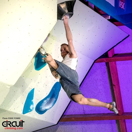Bouldering World Cup 2017, Meiringen - Gabriele Moroni competing in the first stage of the Bouldering World Cup 2017 at Meiringen