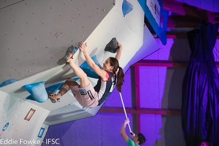 Bouldering World Cup 2017, Meiringen - Stasa Gejo competing in the first stage of the Bouldering World Cup 2017 at Meiringen