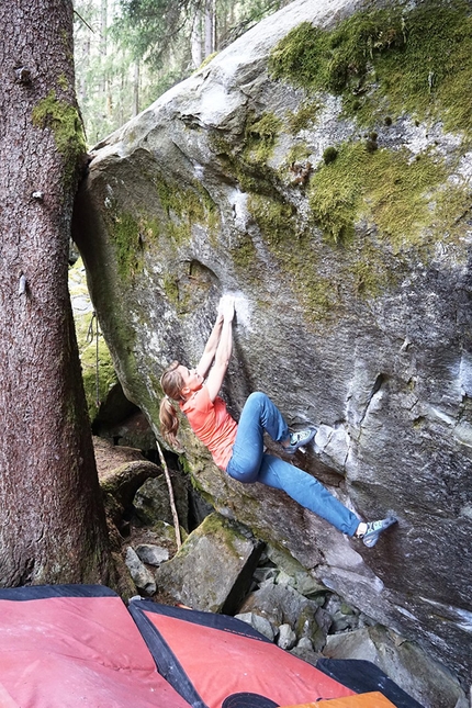 Anna Stöhr, Magic Wood, Switzerland - Anna Stöhr climbing Steppenwolf 8B at Magic Wood, Switzerland