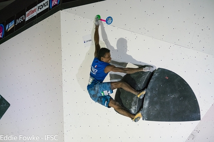 Bouldering World Cup 2017, Hachioji - Tokyo - Mickael Mawem taking part in the 4th stage of the Bouldering World Cup 2017 at Hachioji - Tokyo in Japan