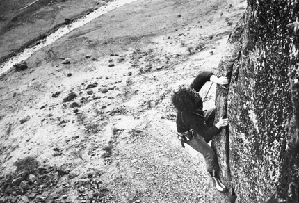 Mike Kosterlitz - Mike Kosterlitz climbing the top pitch of Gormenghast E1 5a, Heron Crag, Eskdale, England