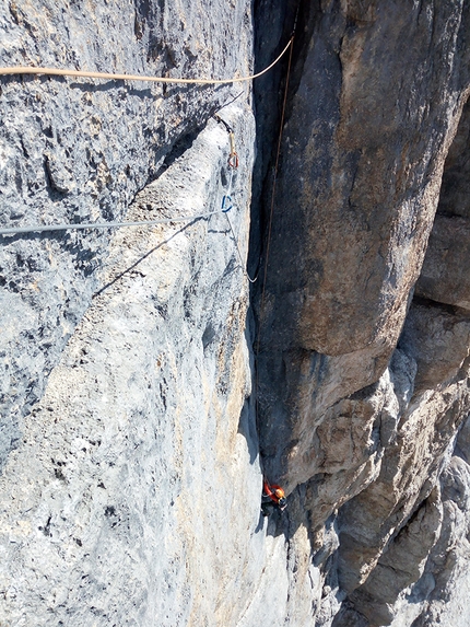 Federica Mingolla, Chimera verticale, Civetta, Dolomites - Francesco Rigon seconding on Chimera verticale, Civetta, Dolomites, climbed with Federica Mingolla