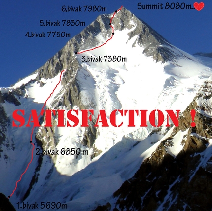Gasherbrum I, Marek Holeček, Zdeněk Hák - Gasherbrum I parete sudovest e la via Satisfaction (3000m, ED+ (M7,WI5+) 70° Marek Holeček, Zdeněk Hák 25/07 - 01/08/2017)