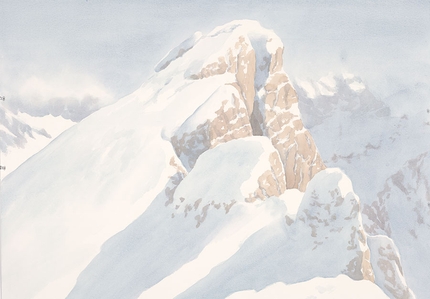 Riccarda de Eccher: Montagna - Halsey Institute of Contemporary Art  - Gusela 2016 - watercolor, 29 ½ x 41 inches