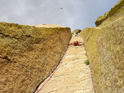 Climbing in USA, Wyoming, Devils Tower, Elio Bonfanti, Riccardo Ollivero - Climbing in USA, Wyoming, Devils Tower, El matador, Riccardo Ollivero su L2