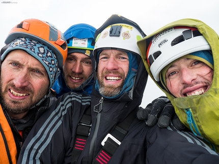Pik Alexander Blok, Aksu, Pamir Alay, Kyrgyzstan - On the summit of Pik Alexander Blok. From left to right: Vladimir Linek, Jozef Kristoffy, Martin Grajciar, Ondrej Huserka