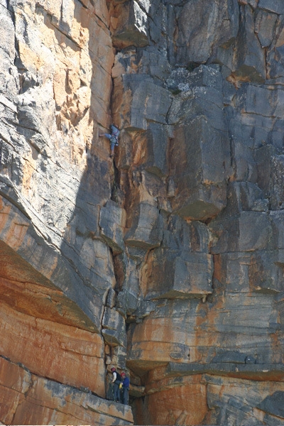 South Africa - The crux second pitch of Big Groove (6a+) Tafelberg