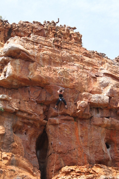South Africa - Sport climbing in the Wolfberg area on a grade 6b+