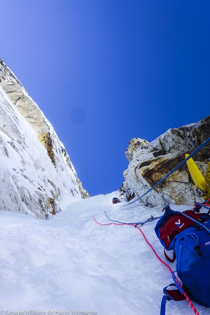 Pangbuk North, Nepal, Max Bonniot, Pierre Sancier - Max Bonniot on the second ice pitch of the route Tolérance Zero on the North Face of Pangbuk North, Nepal, first ascended with Pierre Sancier on 18-19/10/2017)