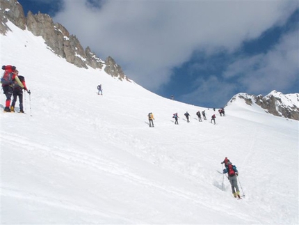 Adamello ski mountaineering - Calotta - almost at Passo Pisgana