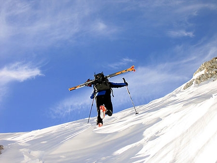 Alpi Giulie: scialpinismo in Friuli  - Salendo verso il Monte Forato, gruppo del Canin.