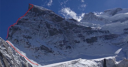 Rungofarka Himalaya, Tino Villanueva, Alan Rousseau - The line chosen by Alan Rousseau and Tino Villanueva for the first ascent of Rungofarka 6495 m, Himalaya