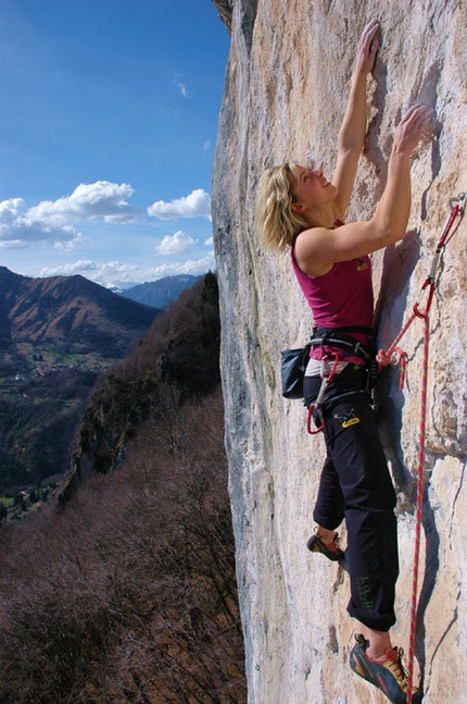 Cornalba - Angelika Rainer climbing Outsider 8a+ at Cornalba