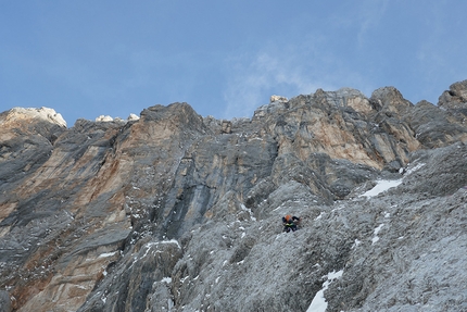 Dolomites: French winter ascent of Civetta Solleder climb