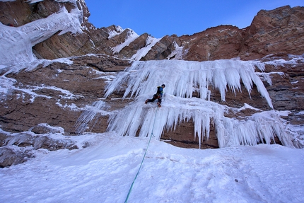 Bletterbach, possible new icefall climbed by Ladurner and Lemayer