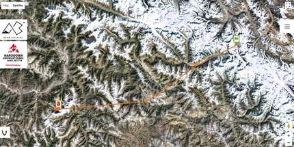 Nanga Parbat - Il tracciato del tracker di Adam Bielecki del volo dal Campo Base del K2 al Nanga Parbat