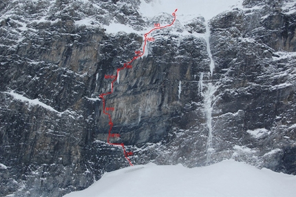 Schach Matt - Gran Zebrù - Schach Matt - Gran Zebrù. (3851m), North Face, 1000m M10+ WI5 55°. Florian & Martin Riegler, winter 2010.