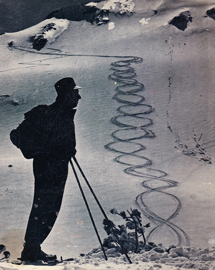 Sciatori di Montagna. 12 storie di chi ha fatto la storia dello sci alpinismo, Giorgio Daidola - Sciatori di Montagna: tracce, nella storica foto di Stefan Kruckenhauser
