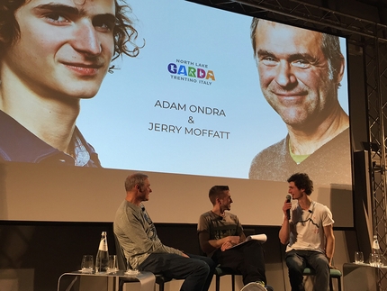 Jerry Moffatt, Adam Ondra - Jerry Moffatt, Simone Raina and Adam Ondra at Riva del Garda, Italy, during the world premiere of the film Silence