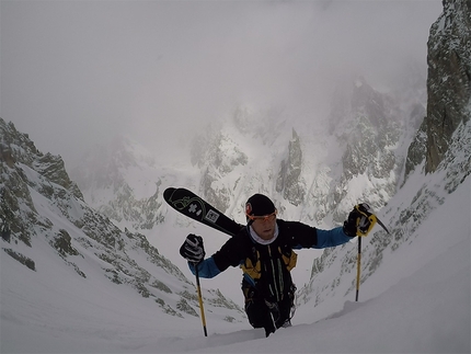 Denis Trento, concatenamento con gli sci della Bonatti e Aigle sul Petit Mont Blanc