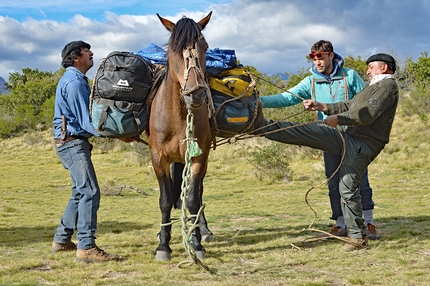 Torres Del Avellano, Patagonia, Chile - Torres Del Avellano, Patagonia, Chile: helping Luis pack his horses with all the gear and food.