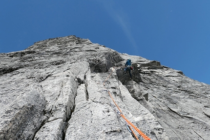 Torres Del Avellano, Patagonia, Chile - Torres Del Avellano, Patagonia, Chile: Paul Swail making a great lead of a blind, and crucial pitch high up on the East Face of the South Avellano Tower.