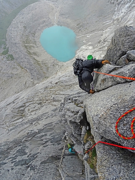 Torres Del Avellano, Patagonia, Chile - Torres Del Avellano, Patagonia, Chile: Will Sim and Paul Swail second a pitch in the rain. About 600 metres up the East Face of the South Avellano Tower.