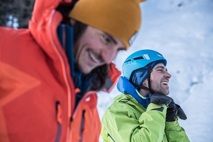 MFG, Rein in Taufers, Simon Gietl, Vittorio Messini  - Simon Gietl and Vittorio Messini gearing up before the first free ascent of MFG at Rein in Taufers