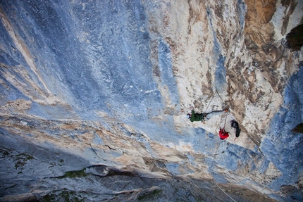 Monte Brento - David Lama & Jorg Verhoeven during the first ascent of their 