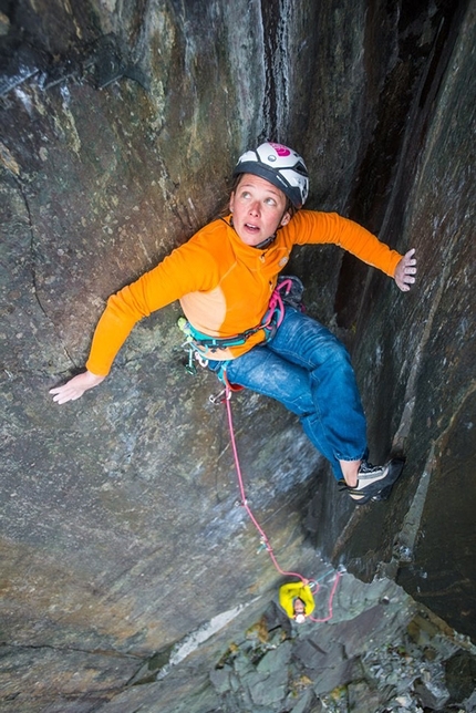 Caroline Ciavaldini makes first female ascent of The Quarryman in Wales