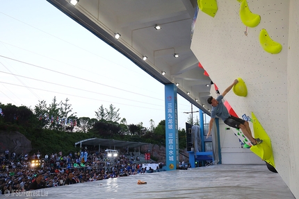 Bouldering World Cup 2018 - Jernej Kruder competing at the Chongqing stage of the Bouldering World Cup 2018