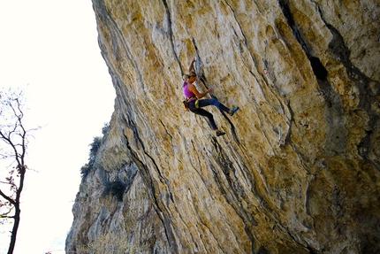 Angelika Rainer - Angelika Rainer climbing the 8c Cinque Uve at Narango (Arco).
