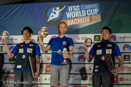 Bouldering World Cup 2018, Hachioji - Bouldering World Cup Hachioji: 2. Tomoa Narasaki 1. Gabriele Moroni 3. Rei Sugimoto