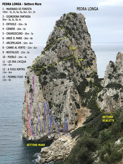 Pedra Longa, Baunei, Sardinia, climbing - Climbing at Pedra Longa: sector Mare
