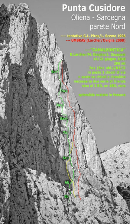Camaleontica - Punta Cusidore - Sardinia - Camaleontica line of ascent