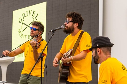 Grivel Day, Courmayeur - Rémy Boniface, Alberto Visconti and Florian Bua from L’Orage at the Grivel Day celebrations at Courmayeur on 5 August 2018