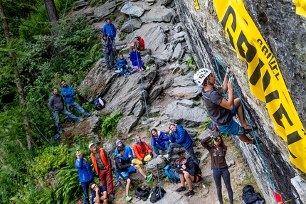 Gara arrampicata Valgrisenche, Valle d'Aosta - Durante la gara di arrampicata su roccia a Valgrisenche, Valle d'Aosta il 02/09/2018