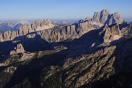 Cinque Torri Dolomites - The Cinque Torri in the Dolomites, in the background Lastoni di Formin