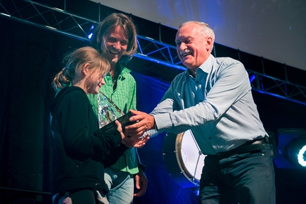 Piolets d'Or 2018, Ladek Zdrój, Poland - Piolets d'Or 2018: Krzysztof Wielicki and Marek Holecek with his daughter