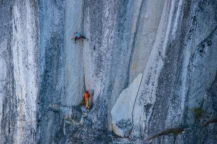 Katharina Saurwein, Jorg Verhoeven, Tainted Love, Squamish, Canada - Katharina Saurwein, belayed by Jorg Verhoeven, climbing Tainted Love on The Chief above Squamish, Canada. The corner was first ascended in 2017 by Hazel Findlay