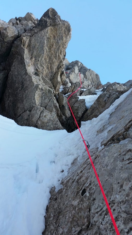 Marguareis, Enrico Sasso - Enrico Sasso making the first ascent, solo, of Rose up the North Face of Marguareis on 11/12/2018