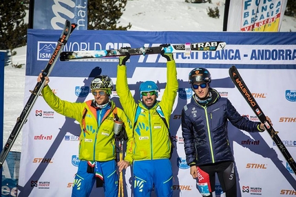 Coppa del Mondo di Scialpinismo 2019 - La seconda tappa della Coppa del Mondo di Scialpinismo 2019 ad Andorra: Podio Individual. 2. Matteo Eydallin (ITA) 1. Robert Antonioli (ITA) 3. Xavier Gachet (FRA)