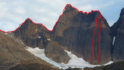 Greenland 2010 - The two routes up the Close Call Wall and the ridge traverse