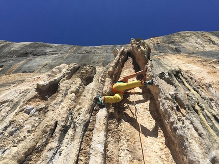 Seynes, France - Nina Caprez climbing Le tube neural at Seynes in France