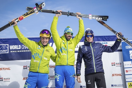 Campionati del mondo di scialpinismo Villars-sur-Ollon - Mondiali di Scialpinismo 2019: Individual. 2. Michele Boscacci (ITA) 1. Robert Antonioli (ITA) 3. Xavier Gachet (FRA)
