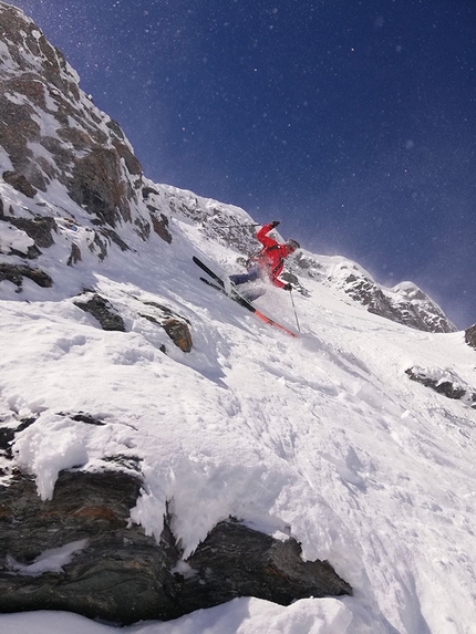 Piz Dolf North Face ski descent by Marco Cavalli, Sébastien de Sainte Marie